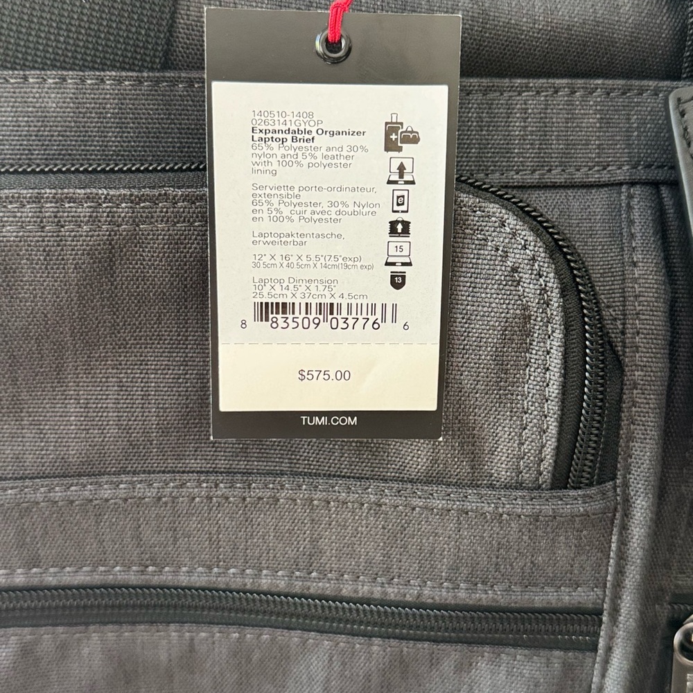 TUMI Charcoal Men's Briefcase - Picture 2 of 6